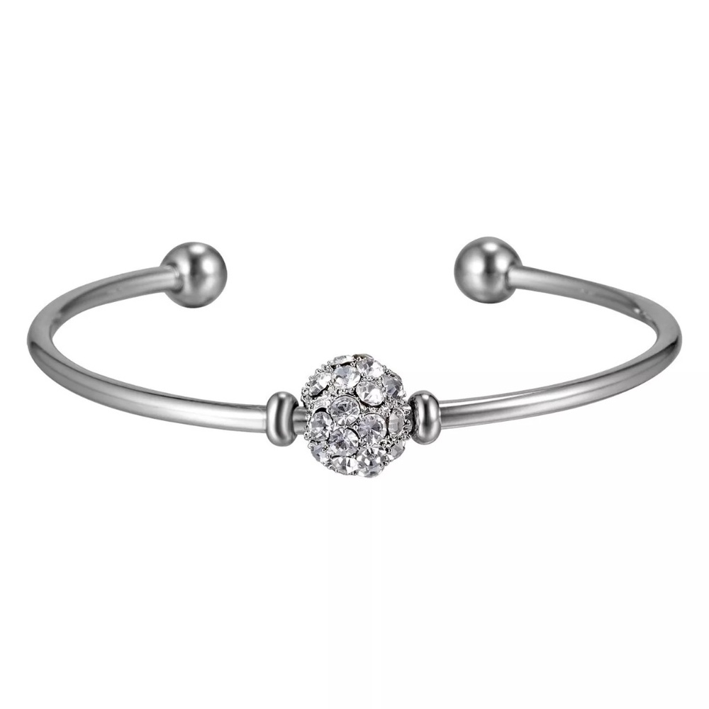 Sterling Silver Fireball Bangle Cuff Bracelet made with Swarovski Crystals